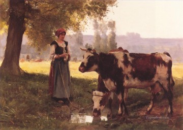 La Vachere farm life Realism Julien Dupre Oil Paintings